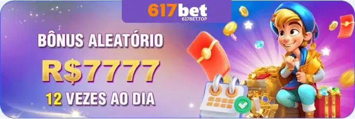 Jogador recebendo bônus aleatório de R$7.777 no 617BET cassino