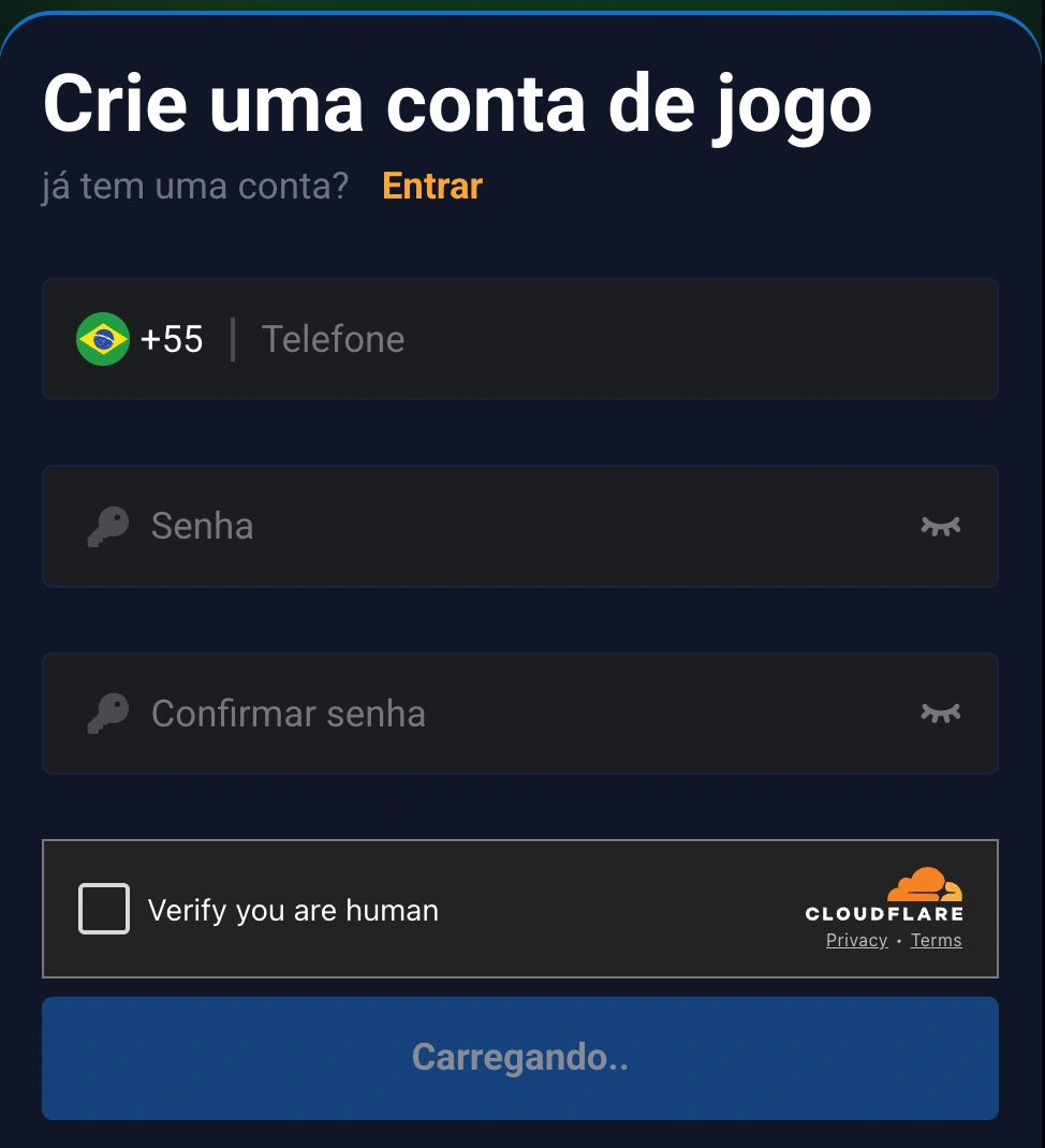 Processo simples de registro no 617BET cassino.